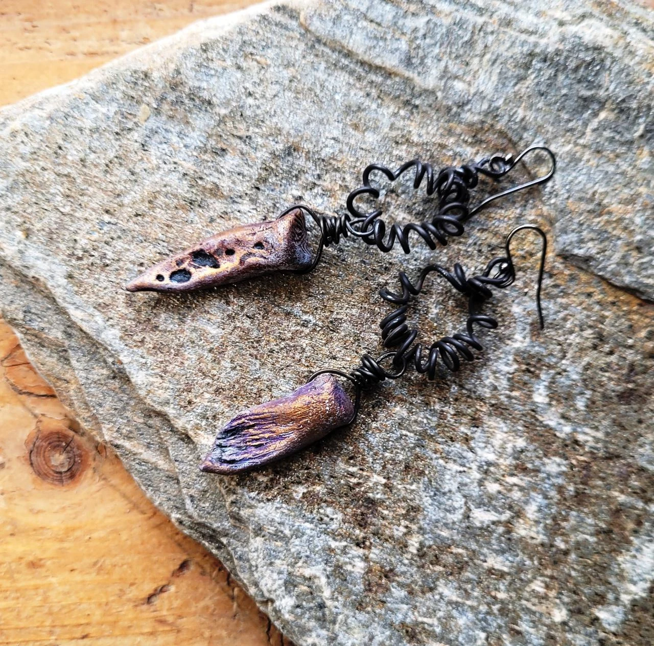 Minimalist and primitive earrings with handmade ceramics.. – photo 8